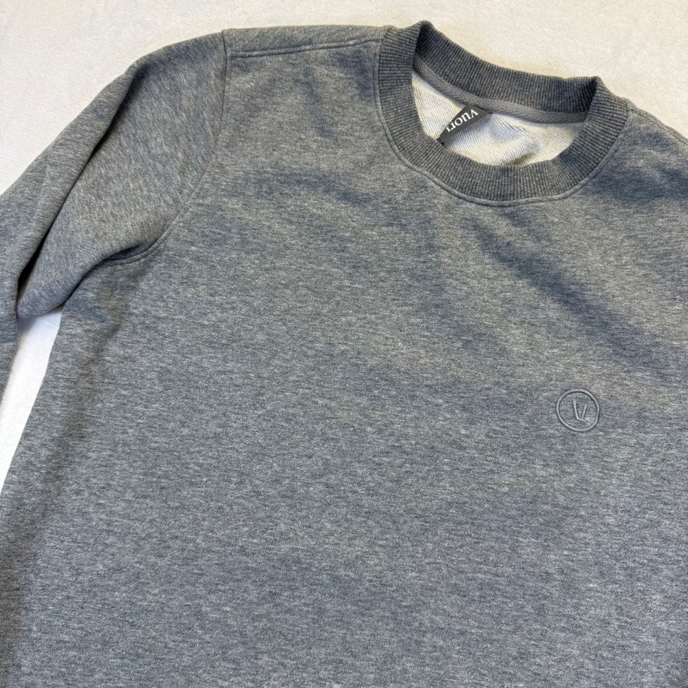 Vuori Ponto Performance Crew Sweatshirt Mens Small Heather Grey V255 Long Sleeve